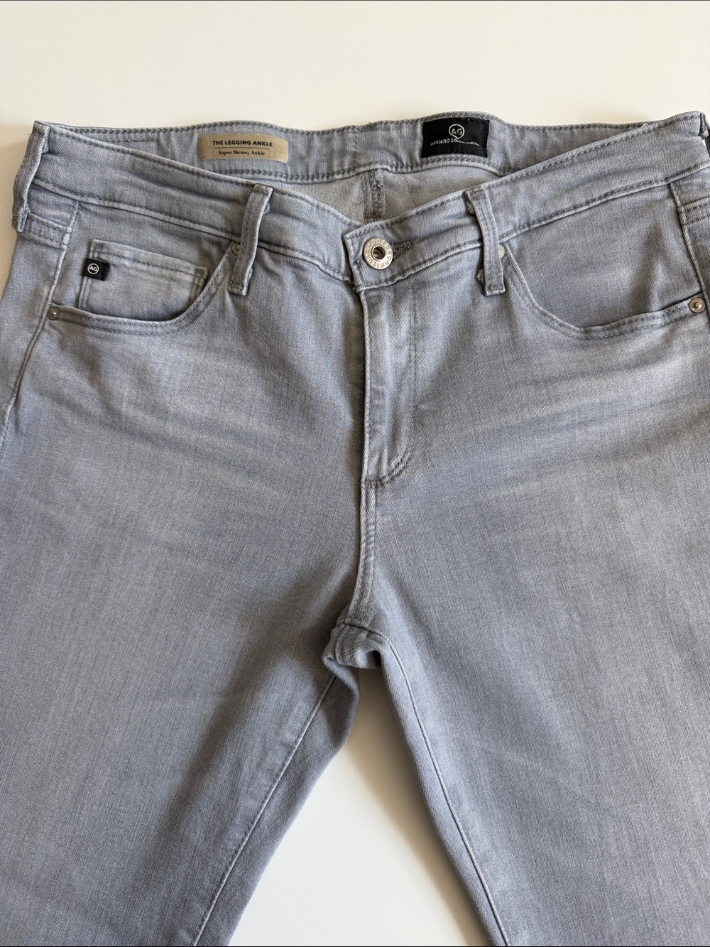 Ag Adriano Goldschmied Light Grey Cropped Ankle Jeans